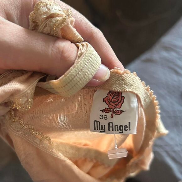 My Angel Women's Peach Lace Slip Maxi Dress Small Coquette Fairy Y2K Style - Picture 7 of 8